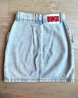Vtg 80s 90s Bongo Acid Wash Denim Mini Skirt Jewel Button Retro Made In Usa  Xs
