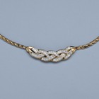Vintage Gold-tone Sterling Silver Braided Necklace With Baguette-cut Clear Stone