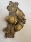 Vtg Wood Carved Onlay Applique Acorn Oak Leaf Furniture Home Decor Embellishment