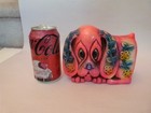 Vtg 1960s 70s Neon Pink Droopy Ear Eye Dog Coin Still Piggy Bank 6 5 x5 