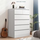 White Storage Dresser 6 Drawer With Cabinet Wood Furniture Bedroom Chest Bedroom