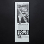 Lionel Trains Railroad Whistle Flying Yankee Electric Train 1935 Vtg Print Ad