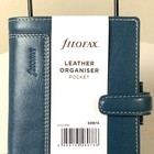 Filofax Holborn Pocket Size Leather Organizer Blue Buffalo Leather New Open Box