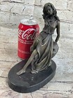 Young Woman Laying Against Rock Bronze Figure Statue Sculpture Decor 8  X 6 