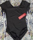 Capezio Black Girls Short Sleeve Leotard Sz M Ballerina Casual Ballet Classic  f