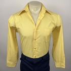 Vintage 70s Van Heusen Dress Shirt Yellow Disco Mcm Mod L s Mens Medium 15 5 33