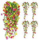 4x Artificial Hanging Plastic Flowers Uv Resistant Faux Plants In outdoor Decor