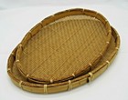 Vintage Oval Wicker Basket Tray Wall Hanging Bamboo Nesting Set Of 2