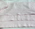 Pottery Barn Kids Eyelet Belgian Linen Pink Crib Skirt Dust Ruffle Tiered Euc