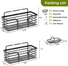 Shower Organizer With Soap Holder And Hooks For Bathroom  black 
