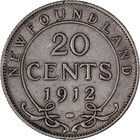 1912 20 Cents Newfoundland Canada Silver   Vf