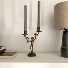 Vintage Brass Cherub Candle Holders Pair 1960s Angel Putti Candelabra Decor