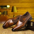 Men s Classic Brown Brogue Lace - Up Dress Shoes Vintage Formal Comfort Footwear