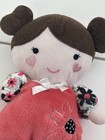 Baby Starters Plush Baby Doll Lovey Rattle Toy Pink Black Floral Flower