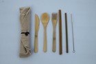 Bamboo Flatware Set  Bamboo Reusable Utensil Set  Green Travel Utensils 7pcs