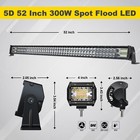For Jeep Wrangler Jk 07-18 Front Upper Roof 52  Led Light Bar Combo 4  Pods Kit