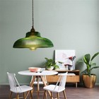 Retro Saucer Pendant Light Simple Kitchen Art Ribbed Glass Hanging Ceiling Lamp