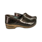 Dansko Professional Women s Brown Patent Leather Floral Paisley Clogs 11