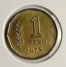 1975 Argentina One Peso Coin Km 63 Sun Of May Brass South America Collectible