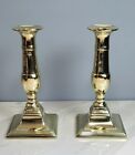 Fine Pair American Classical Period C 1840 Cast Brass Push-up Candlesticks 7  H 