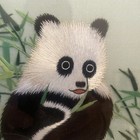 Vintage Chinese Embroidered Silk 100  Handmade Panda Wall Art In 13 5    X 13 5   