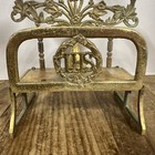Antique Brass Funeral Home   Church  Card Holder Crucifix  Ihs  13    Tall 9    Wide