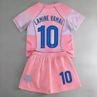 Youth Kid Yamal  10 Barcelona Pink Home Soccer Jersey   Short Set Size 14-30