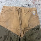 Carhartt Upland Hunting Pants Mens 38x32 Tan Olive Green Nylon Overlay Usa Made