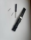 Seiko Black Croc Leather Strap  20mm Butterfly Push Button Deployment Bargain 
