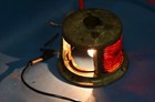 Vtg Large Brass Boat Bow Light Navigation Century Chris Craft Flag Holder Glass