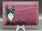 Disney X Coach Maleficent Leather Card Case Purple Villains Slim Wallet Nwt