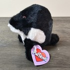Swibco Puffkins Toby Orca Whale Beanbag Plush Black White With Tags Vtg 90s 5 