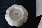 Vintage Chinese Famille Rose Turq Ground Scalloped Footed Dish  Qianlong Style