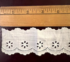 Vintage 2    Wide Heirloom Off White Cotton Embroidered Lace 7 Feet 4 Inches