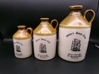 3x Vvintage Ostler s Glazed Stoneware Devon Cider Flagons