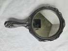 Art Nouveau Silver-plated Hand Mirror Decorated With Floral Designs   e