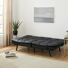 Memory Foam Futon With 72  Black Faux Leather Sofa Bed Convertible Sleeper Couch
