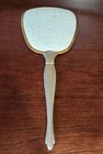 Antique Ornate Handheld Vanity Mirror Gold Tone Art Deco Hollywood Vintage Mcm