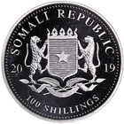 2019 Somalia 100 Shillings African Wildlife Elephant 1 Oz  9999 Fine Silver Coin