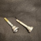 Vintage  Shepherd   s Crook Silver Cornet Floral Etched Design Two Mouthpieces