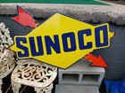 Vintage Large Rare Sunoco Gasoline Arrow 3ft Porcelain Metal Sign Automobile 