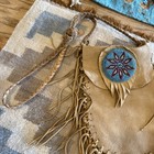 Handmade Leather Frindge Beaded Purse Pouch Native American Braided Strap 