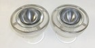 2 Vintage Glass Shrimp Cocktail Caviar Chillers W  Slotted Metal Rings   Inserts