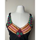 Y2k Black Faux Suede Beaded Fringe Mini Dress L Boho Festival Western Costume