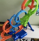 Hot Wheels Hxr70 4-loop Crash Out Stunt Race Track Set Motorized Booster No Car