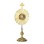 Large Cross Monstrance With Luna  30  High - Brass With A 24kt Gold Plated Luna