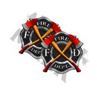 Firefighter Maltese Cross Sticker Decals 2 Pack Black White 4  Wide