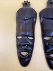 Pair Hand Carved Hanging Tribal Africa Wood Face Mask Wall Art Great