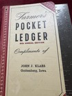 Vintage Nos 1950 John Deere Farmer   s Pocket Ledger  John Klaes In Guttenberg  Ia