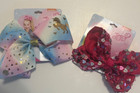 Jojo Two Girls Siwa Large Hair Cling Bow Bows Unicorn   Heart Sequins Red Nwt